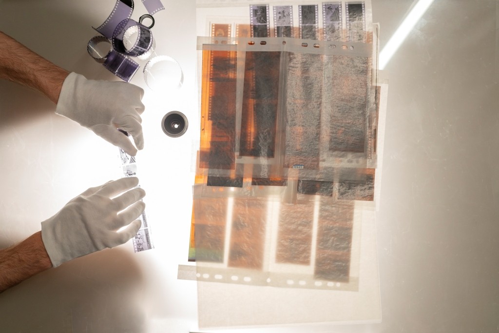 developing photographs darkroom top view